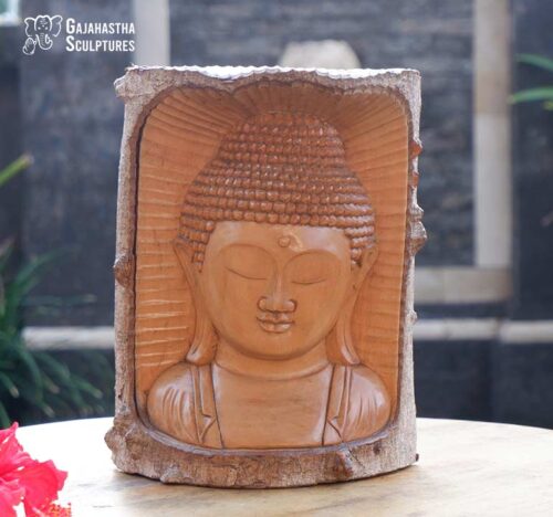 Natural tree log wood Buddha