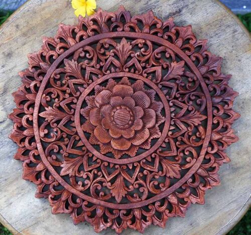 Round mandala wooden wall art